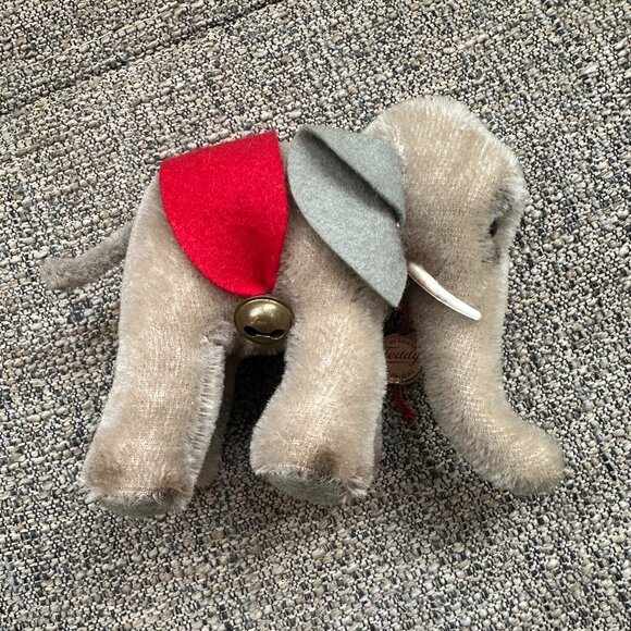 Vintage Hermann Germany Elephant plush stuffed animal Mohair grey - Picture 2 of 5